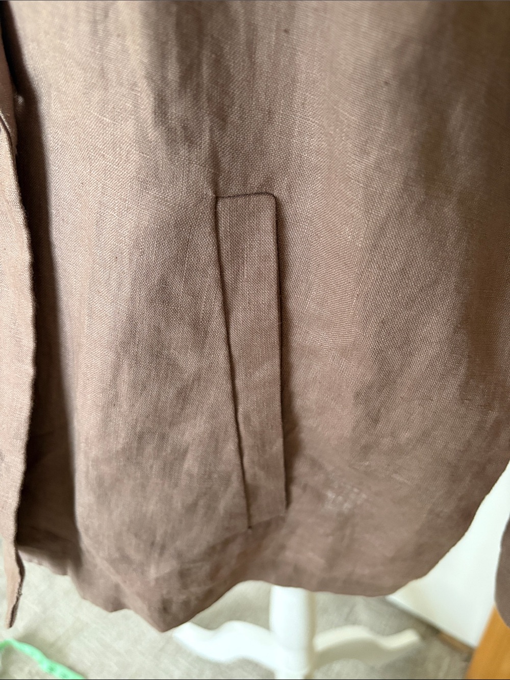 Eileen Fisher Brown Relaxed Double-Breasted Linen-Blend Blazer - Picture 3 of 8